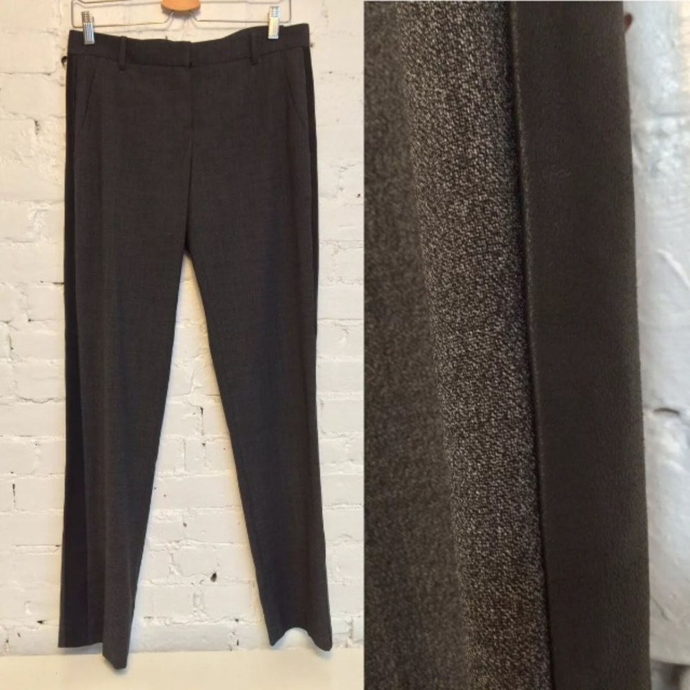 Theory Leather Trim Dress Pants Slim Gray size 8